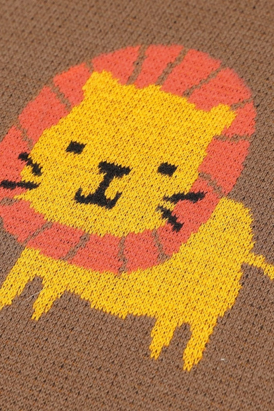 Kız Ve Erkek Bebek Için Triko Örgü Bebek Battaniyesi 85cm X85cm Kahve Aslancık - battani.co