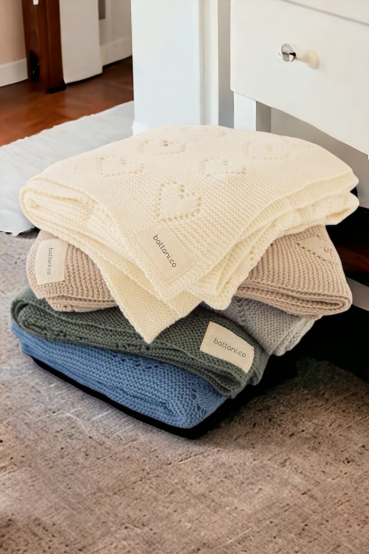 Kız Ve Erkek Bebek Için Örgü Bebek Battaniyesi Ajurlu Kalp Krem - battani.co