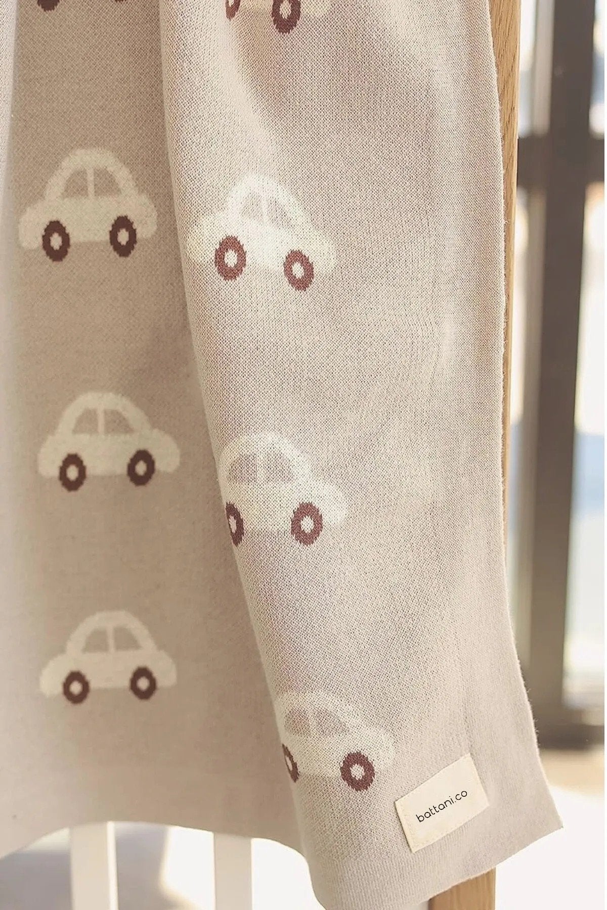 Kız Ve Erkek Bebek Için Örgü Bebek Battaniyesi Araba Rüyası Krem - battani.co