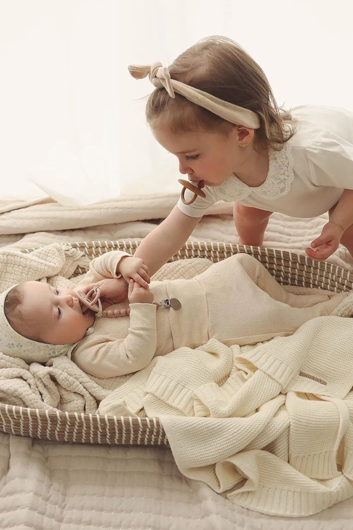 Kız Ve Erkek Bebek Için Örgü Bebek Battaniyesi Basics Krem - battani.co