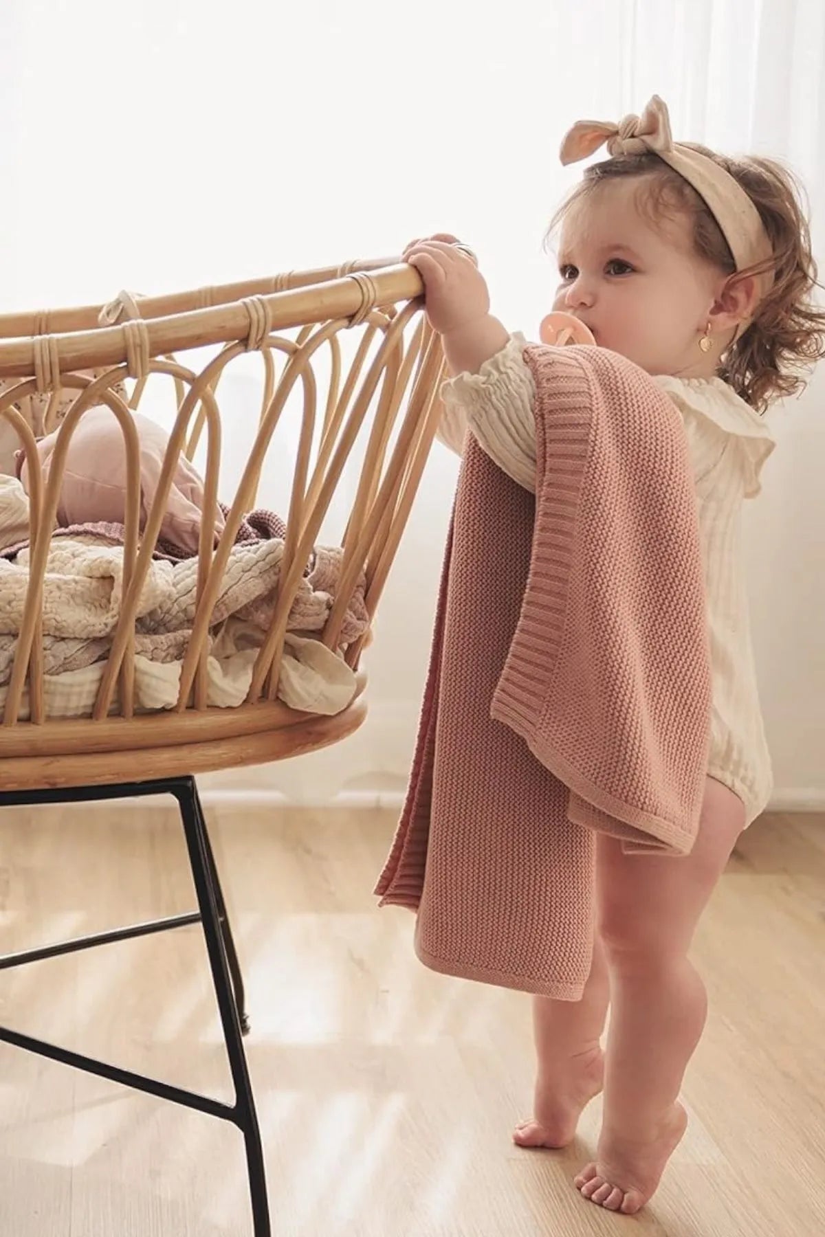 Kız Ve Erkek Bebek Için Örgü Bebek Battaniyesi Basics Krem - battani.co