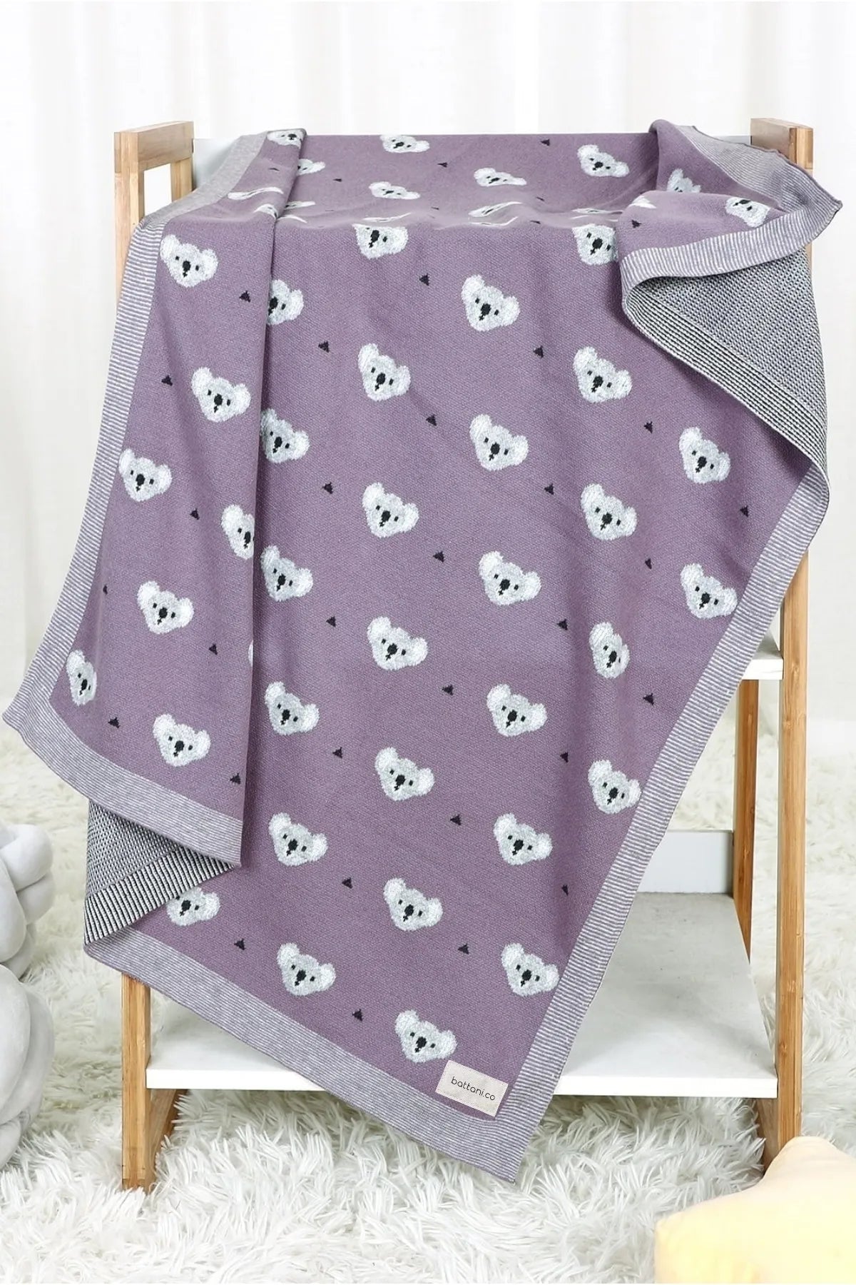 Kız Ve Erkek Bebek Için Örgü Bebek Battaniyesi Koala Lila - battani.co