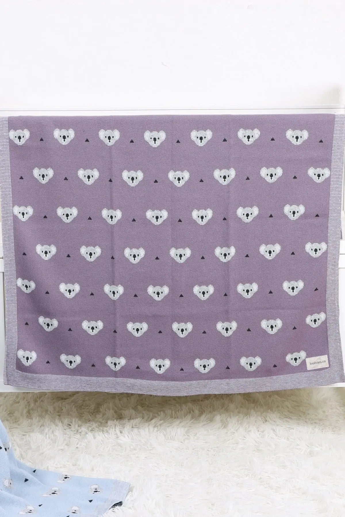 Kız Ve Erkek Bebek Için Örgü Bebek Battaniyesi Koala Lila - battani.co