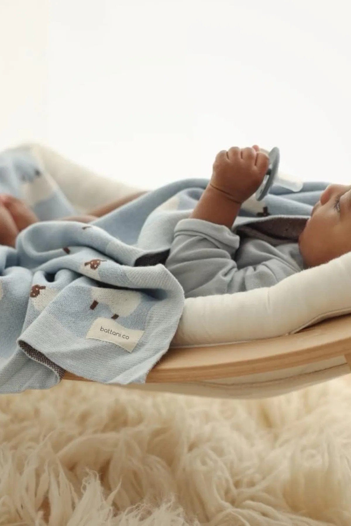 Kız Ve Erkek Bebek Için Örgü Bebek Battaniyesi Koyuncuklar Bebe Mavi - battani.co