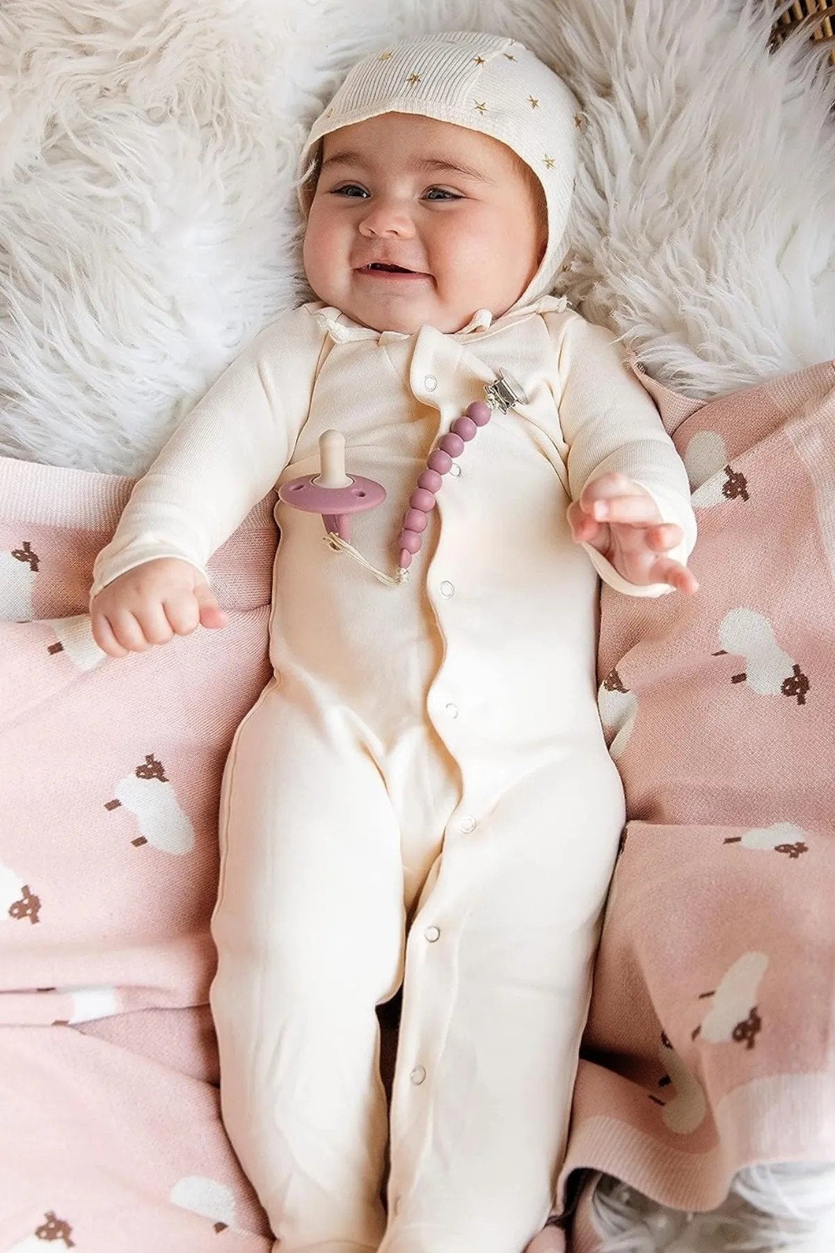 Kız Ve Erkek Bebek Için Örgü Bebek Battaniyesi Koyuncuklar Pembe - battani.co