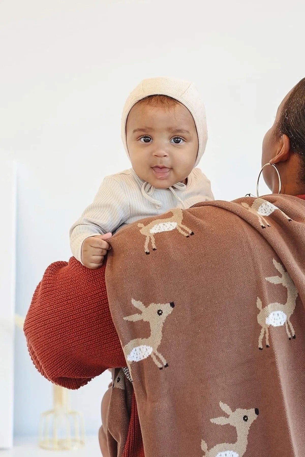 Kız Ve Erkek Bebek Için Örgü Bebek Battaniyesi Minik Ceylan Kahve - battani.co