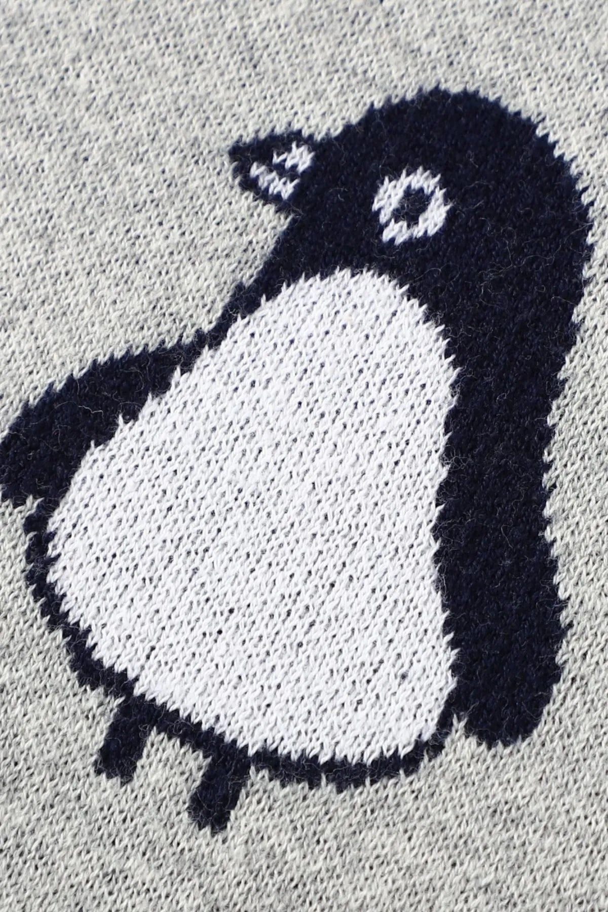 Kız Ve Erkek Bebek Için Örgü Bebek Battaniyesi Pingu Açık Gri - battani.co
