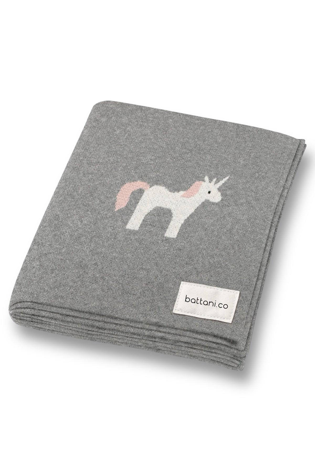 Kız Ve Erkek Bebek Için Örgü Bebek Battaniyesi Unicorn Gri - battani.co
