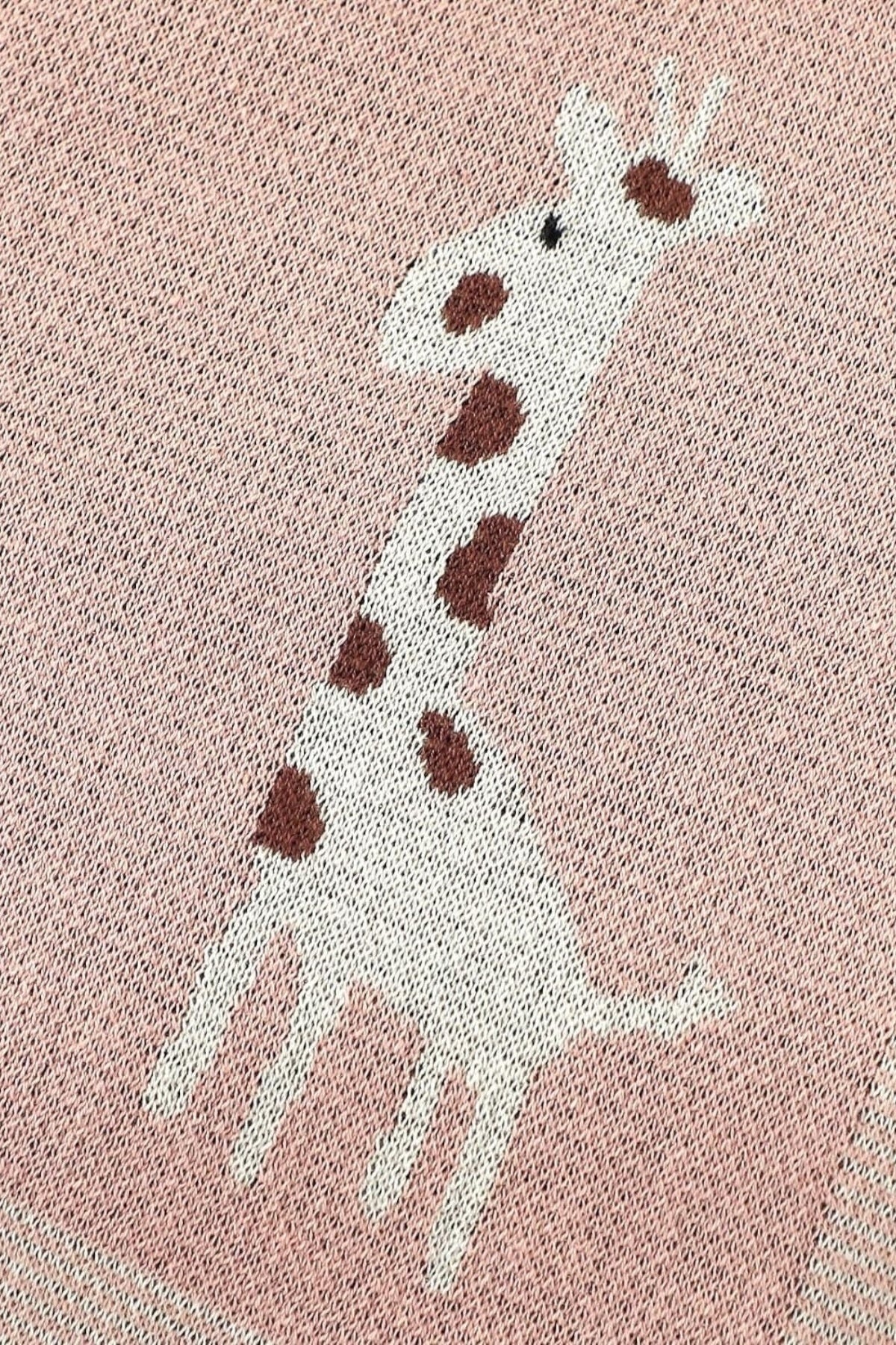 Kız Ve Erkek Bebek Için Triko Örgü Bebek Battaniyesi Pembe Zürafa 90cm X110cm - battani.co