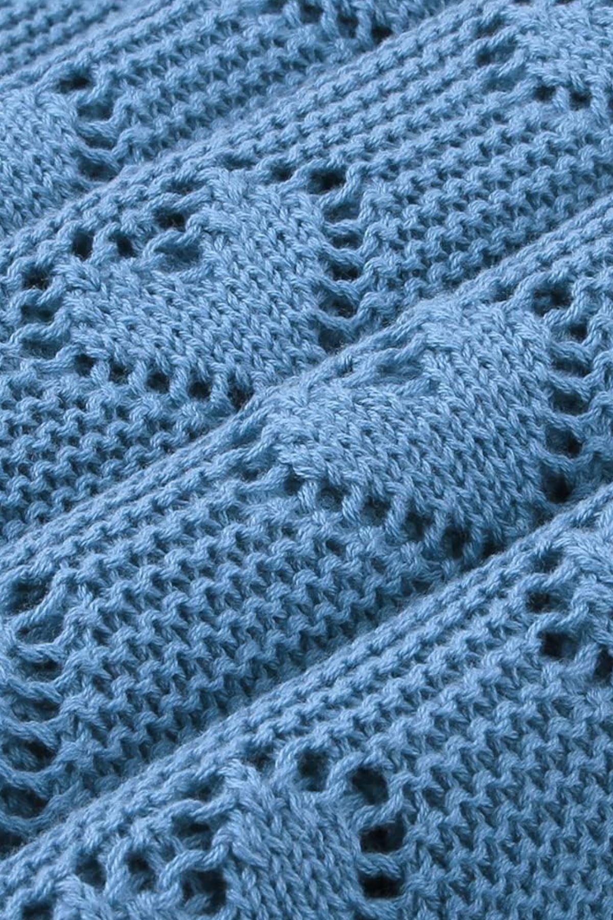 Kız Ve Erkek Bebek Için Triko Örgü Bebek Battaniyesi 85cm X85cm Basic Kalpler Mavi - battani.co