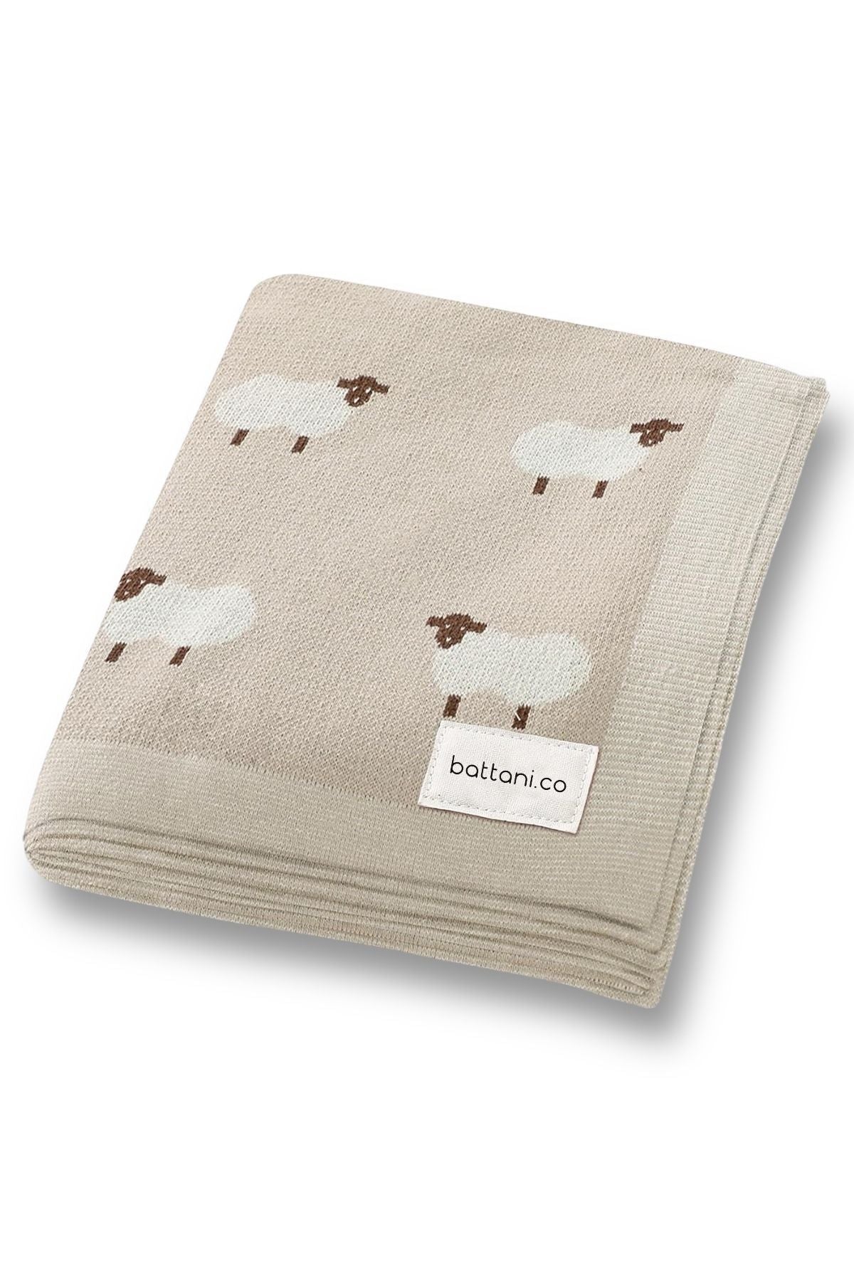 Kız Ve Erkek Bebek Için Triko Örgü Bebek Battaniyesi 85cm X85cm Yeni Koyuncuklar Bej - battani.co