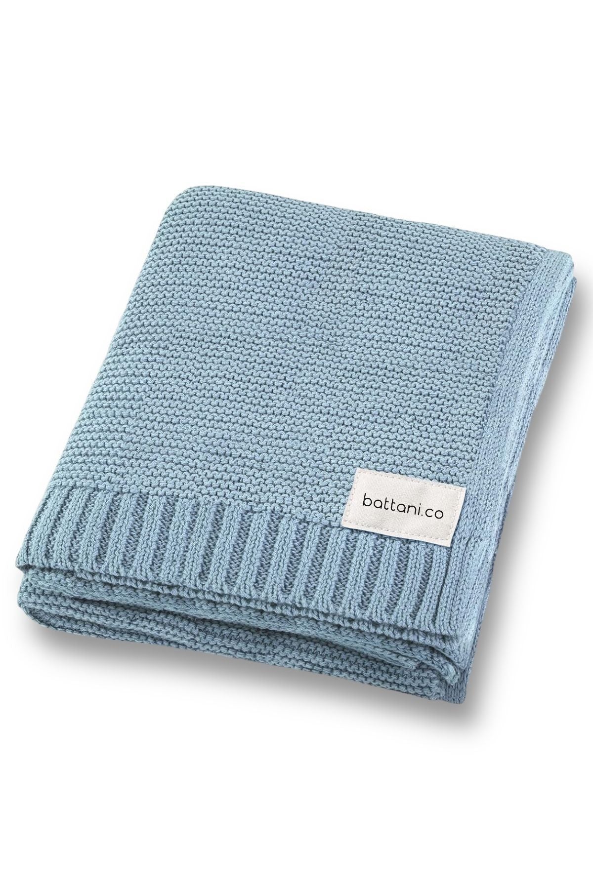 Kız Ve Erkek Bebek Için Triko Örgü Bebek Battaniyesi 90cm X110cm Basics Bebe Mavi - battani.co