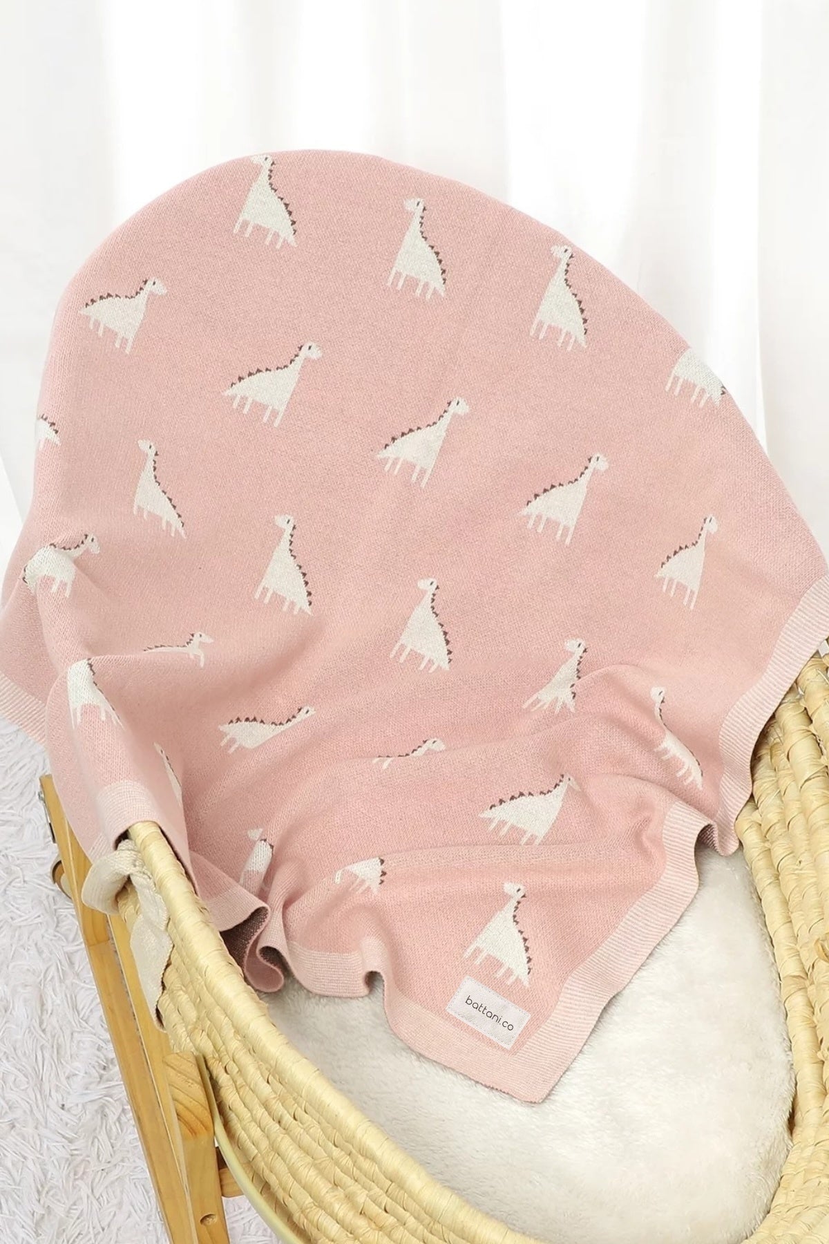 Kız Ve Erkek Bebek Için Triko Örgü Bebek Battaniyesi 85cm X85cm Pembe Dino - battani.co