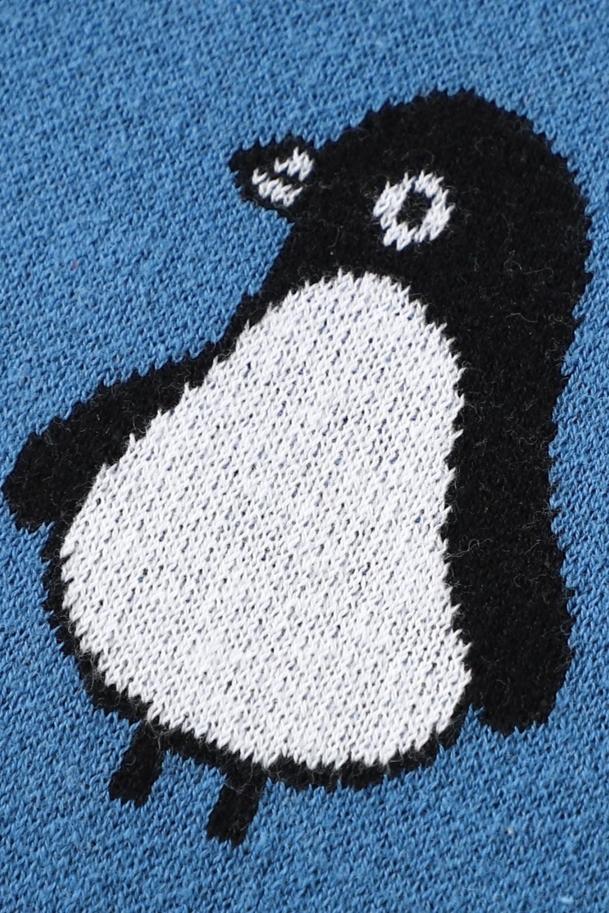 Kız Ve Erkek Bebek Için Triko Örgü Bebek Battaniyesi 85cm X85cm Mavi Penguş - battani.co