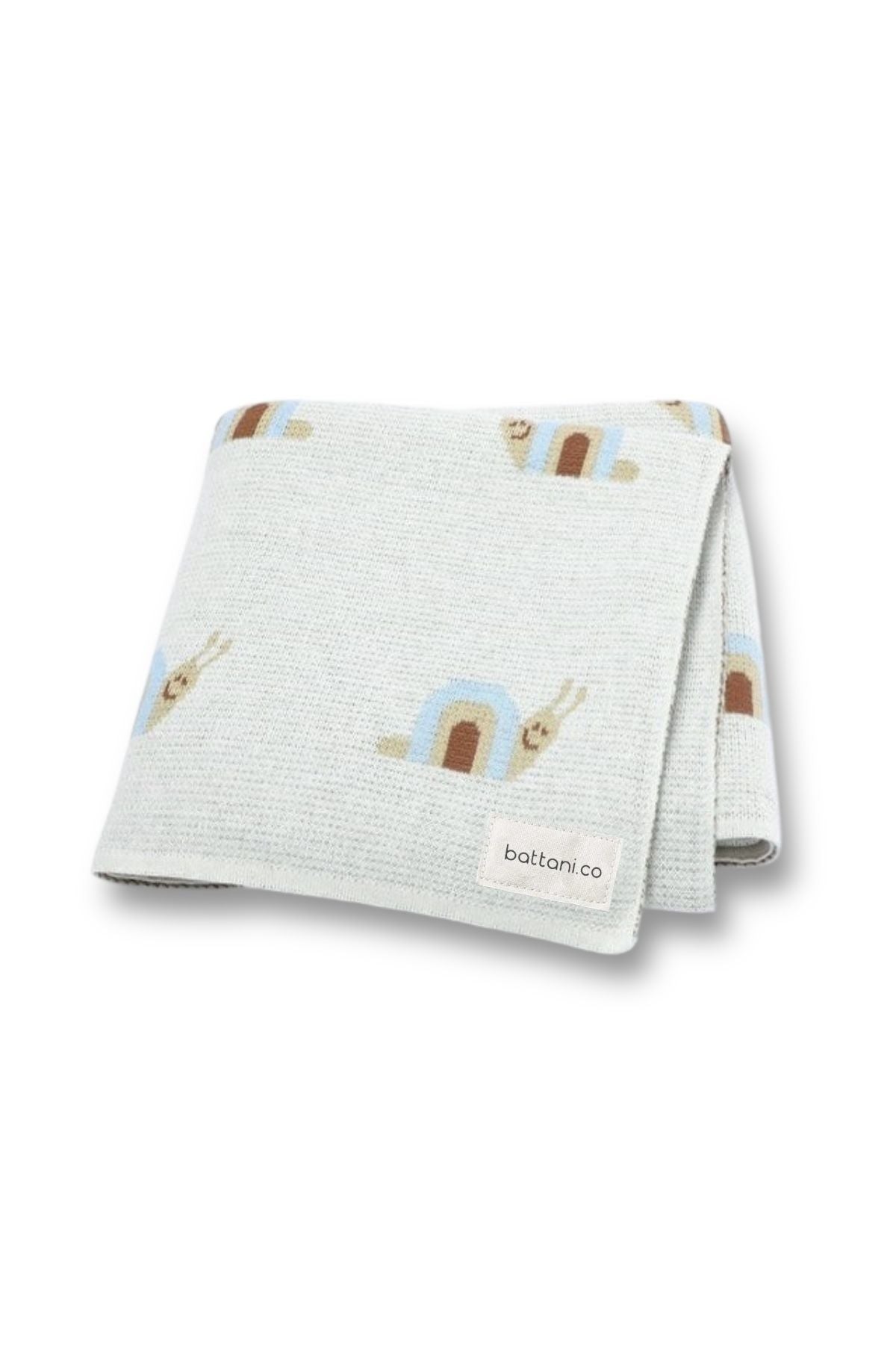Kız Ve Erkek Bebek Için Triko Örgü Bebek Battaniyesi Ekru Salyangoz 85cm X85cm - battani.co