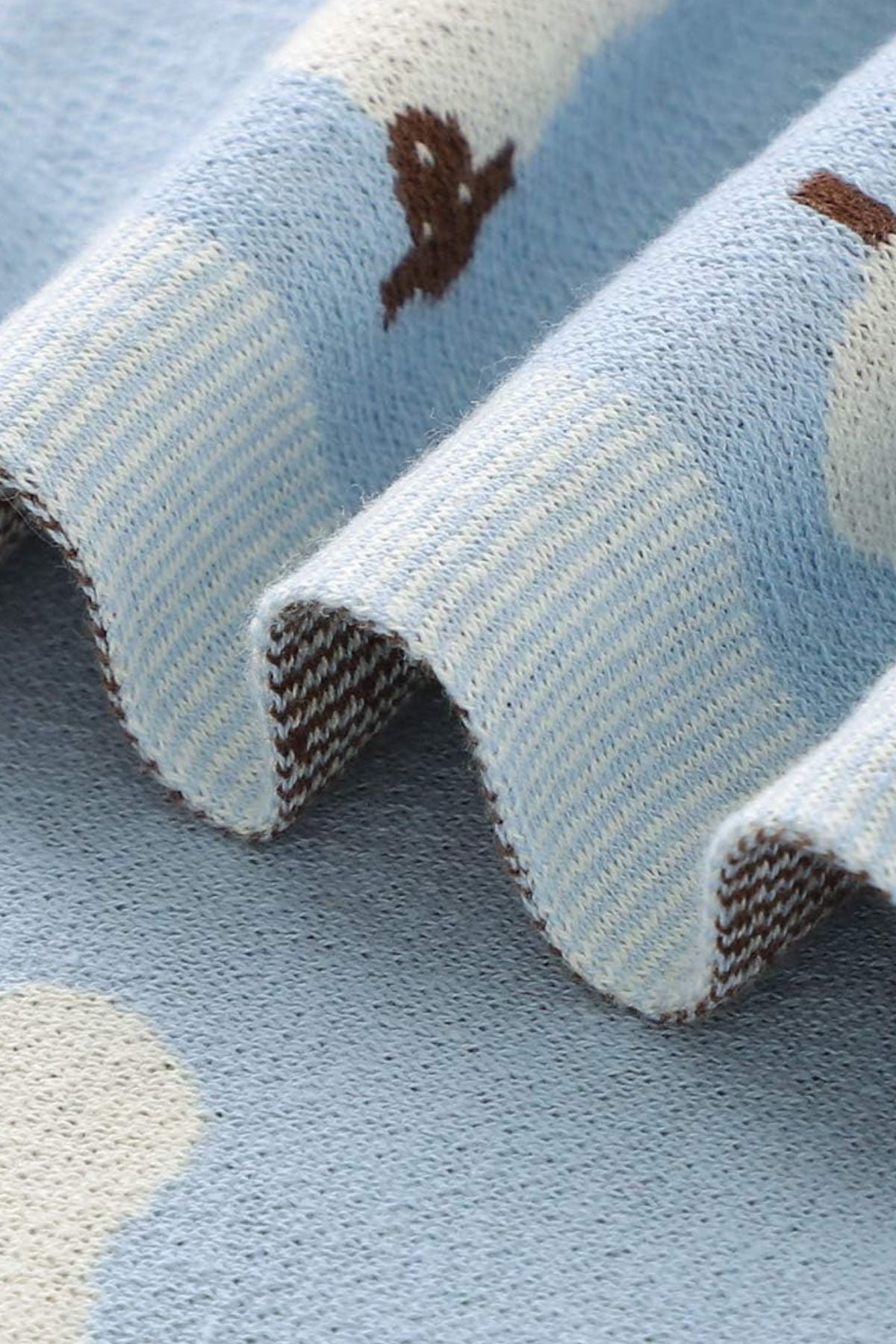 Kız Ve Erkek Bebek Için Triko Örgü Bebek Battaniyesi 85cm X85cm Yeni Koyuncuklar Mavi - battani.co