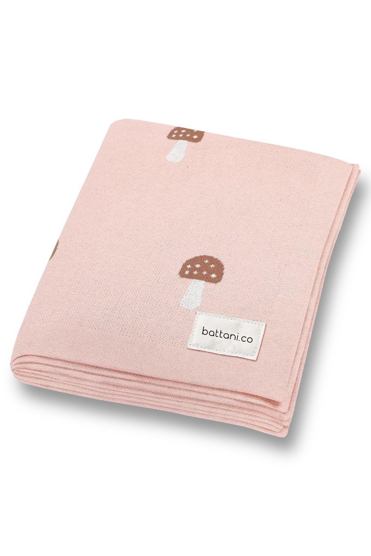 Kız Ve Erkek Bebek Için Triko Örgü Bebek Battaniyesi 85cm X85cm Minik Mantarlar Pembe - battani.co