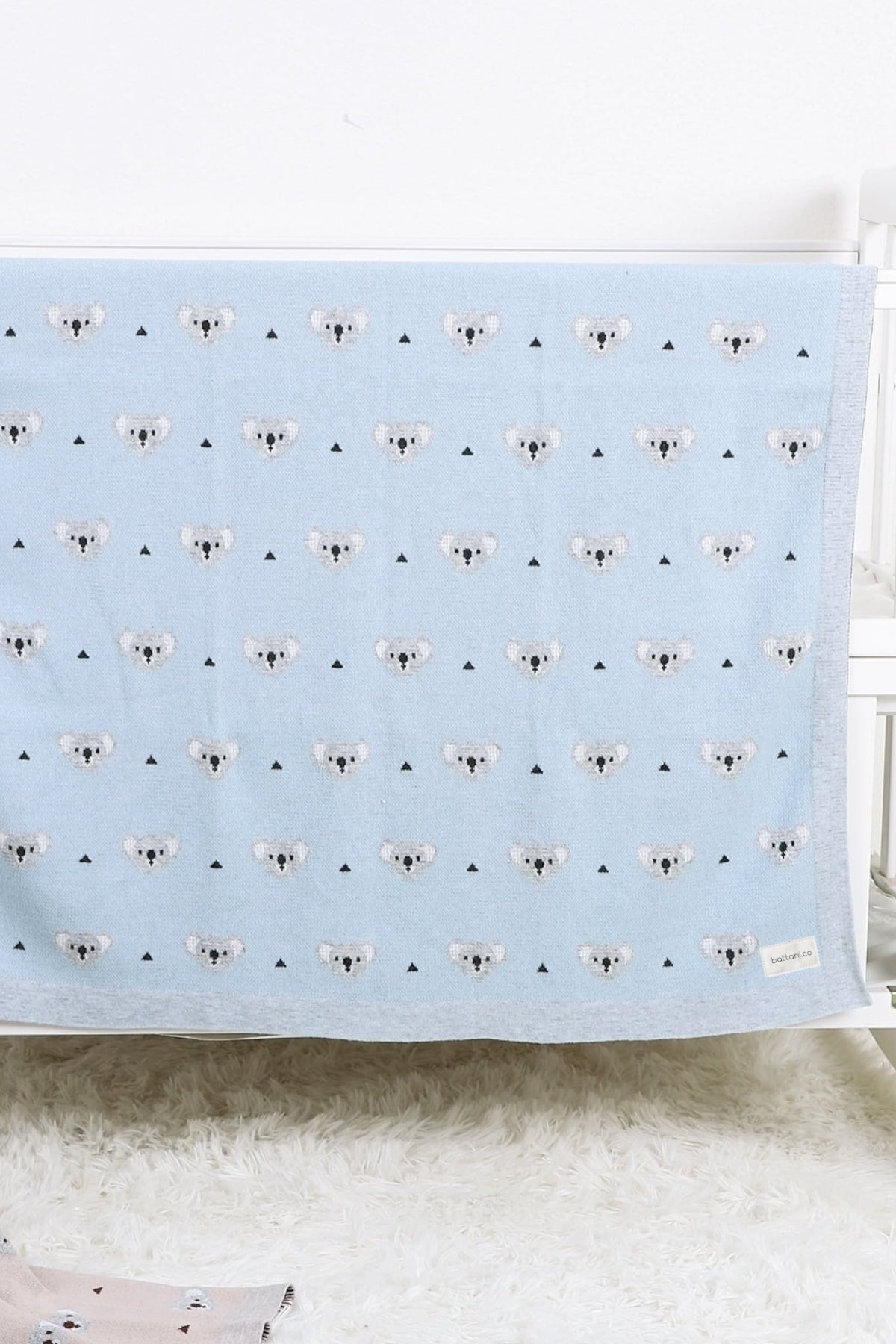 Kız Ve Erkek Bebek Için Triko Örgü Bebek Battaniyesi 85cm X85cm Bebe Mavi Koalacık - battani.co