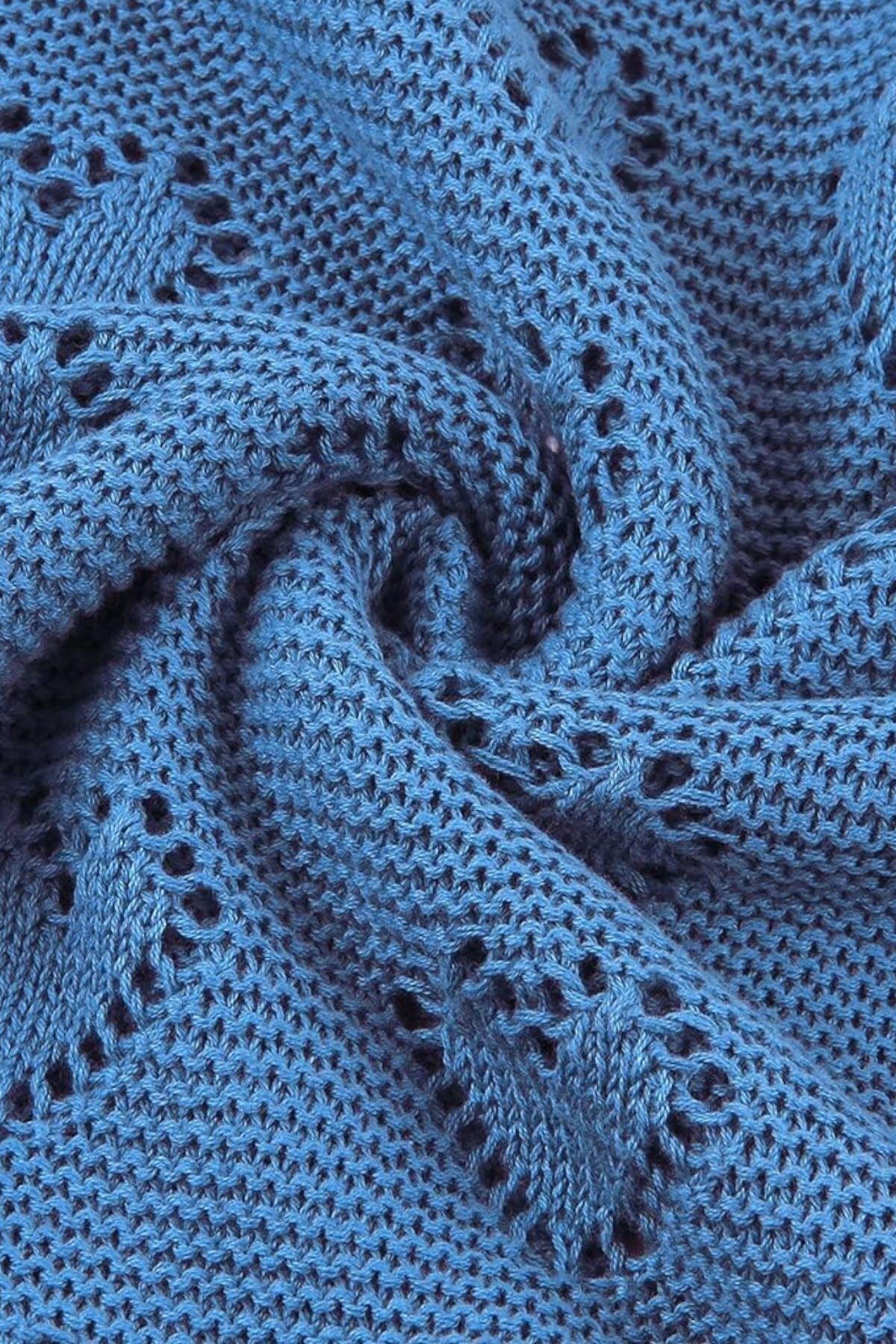 Kız Ve Erkek Bebek Için Triko Örgü Bebek Battaniyesi 85cm X85cm Basic Kalpler Mavi - battani.co