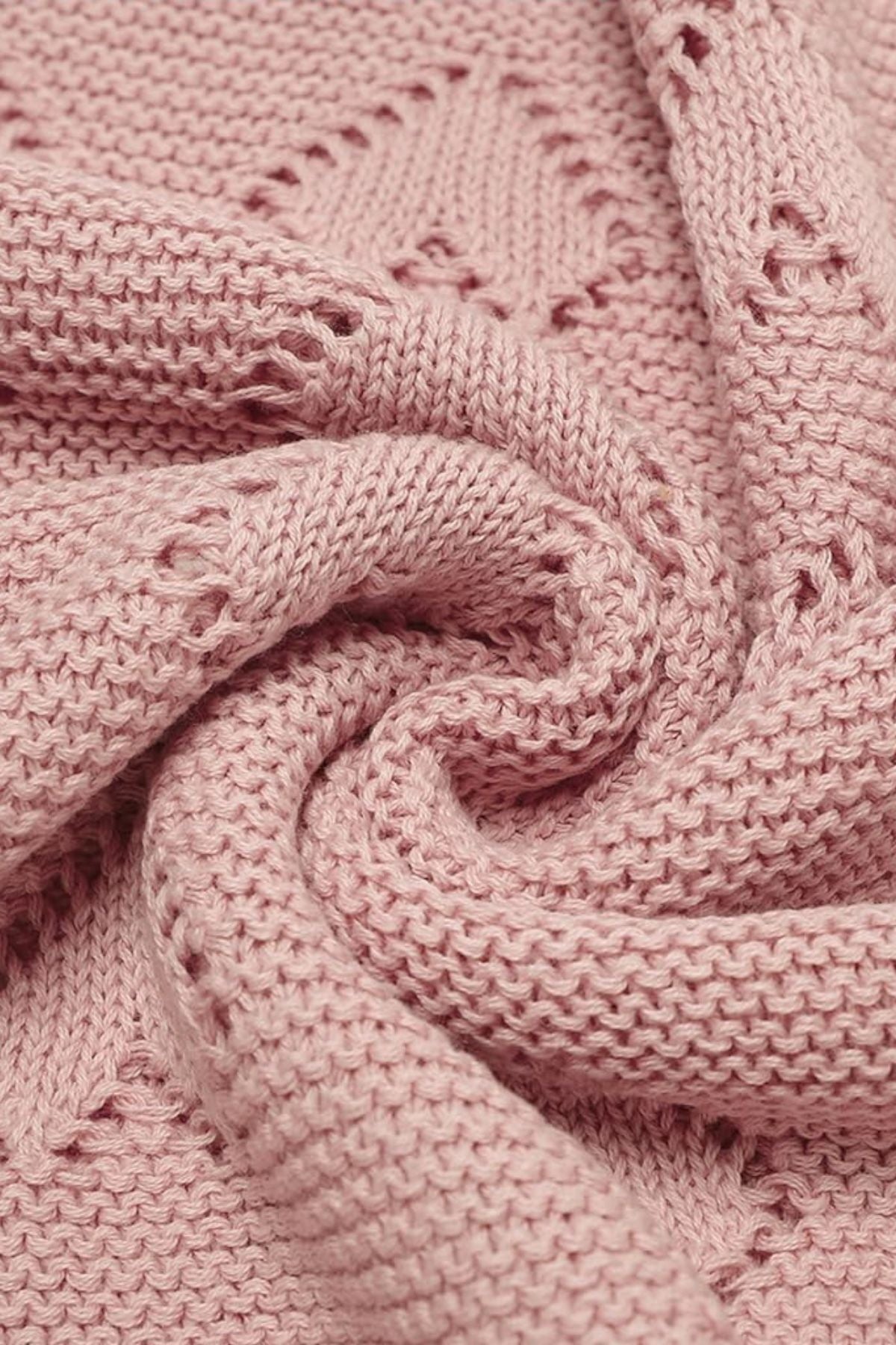 Kız Ve Erkek Bebek Için Triko Örgü Bebek Battaniyesi 90cm X110cm Basic Kalpler Pembe - battani.co