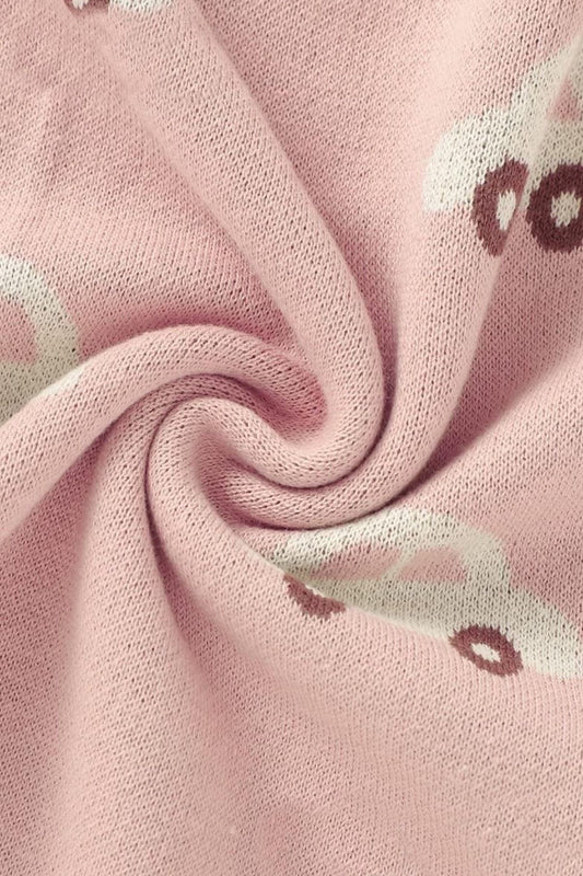Kız Ve Erkek Bebek Için Triko Örgü Bebek Battaniyesi 85cm X85cm Araba Rüyası Pembe - battani.co