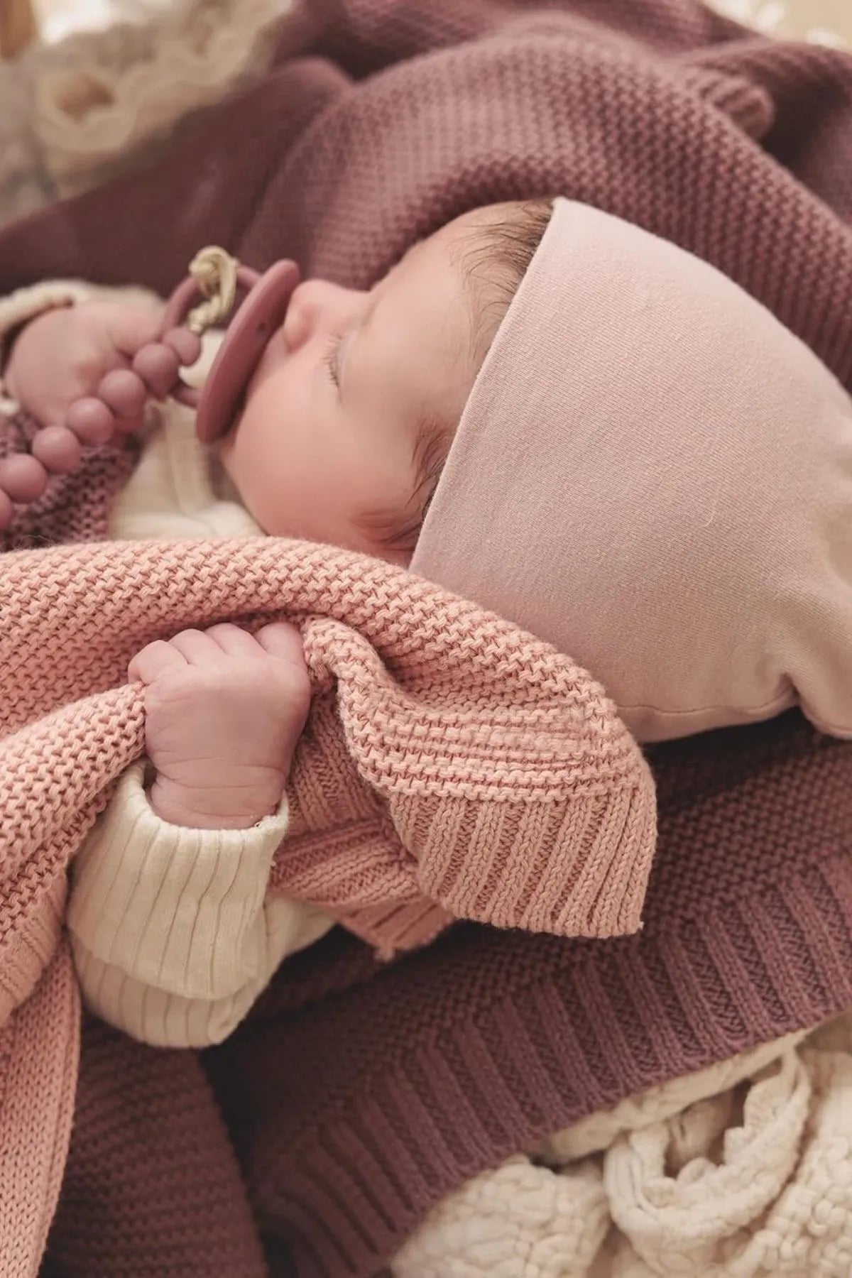 Kız Ve Erkek Bebek Için Örgü Bebek Battaniyesi Basics Gül Kurusu - battani.co