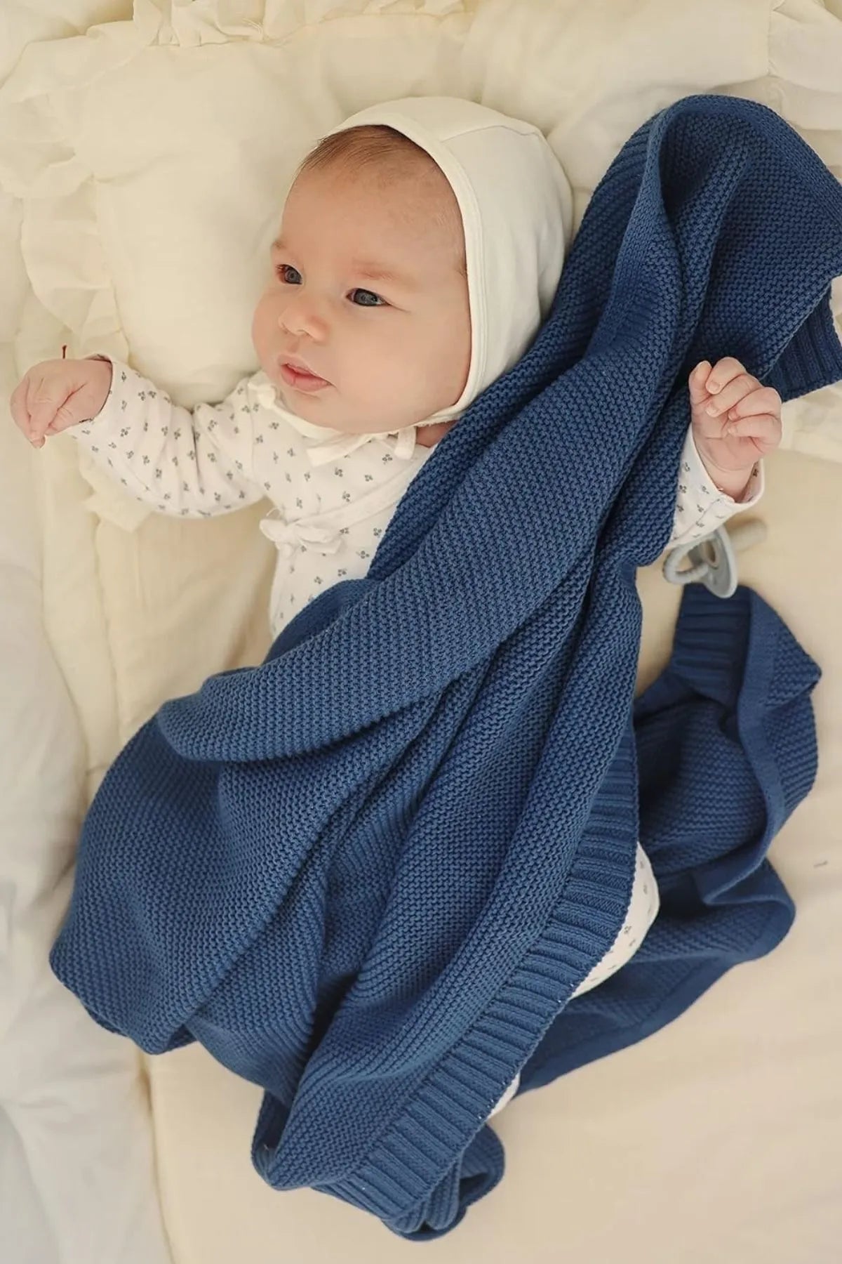 Kız Ve Erkek Bebek Için Örgü Bebek Battaniyesi Basics Indigo - battani.co