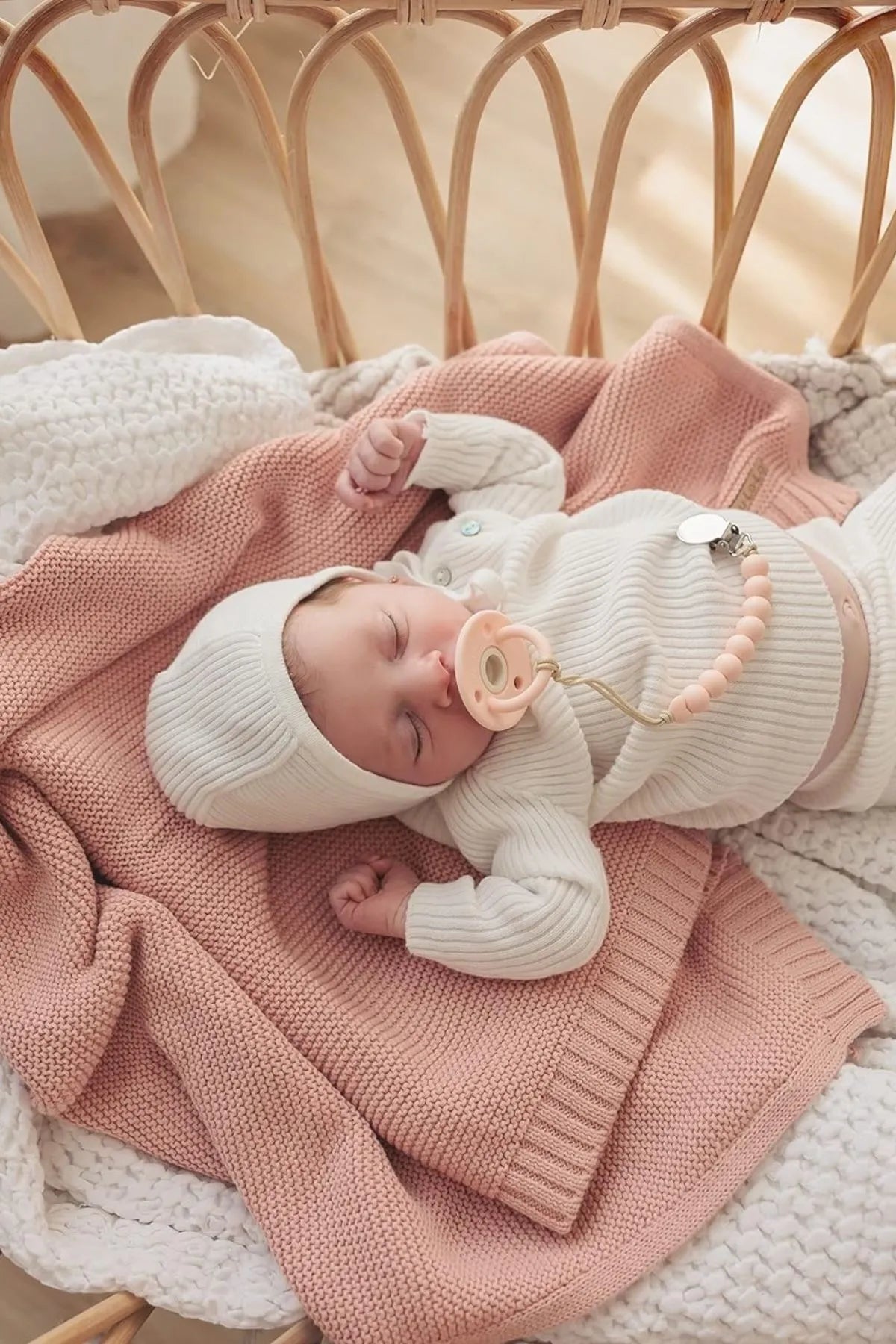 Kız Ve Erkek Bebek Için Örgü Bebek Battaniyesi Basics Pembe - battani.co