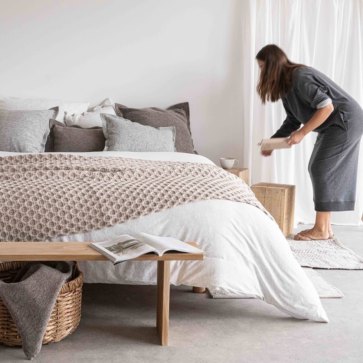 Battani.Co Home Kalın Örgü Battaniye Sofa & Yatak Üstü Dekoratif Battaniye 130cm x 170cm Bej